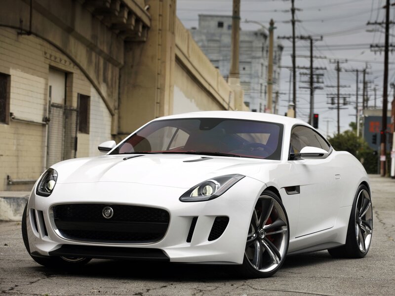 White Jaguar F-Type sports car