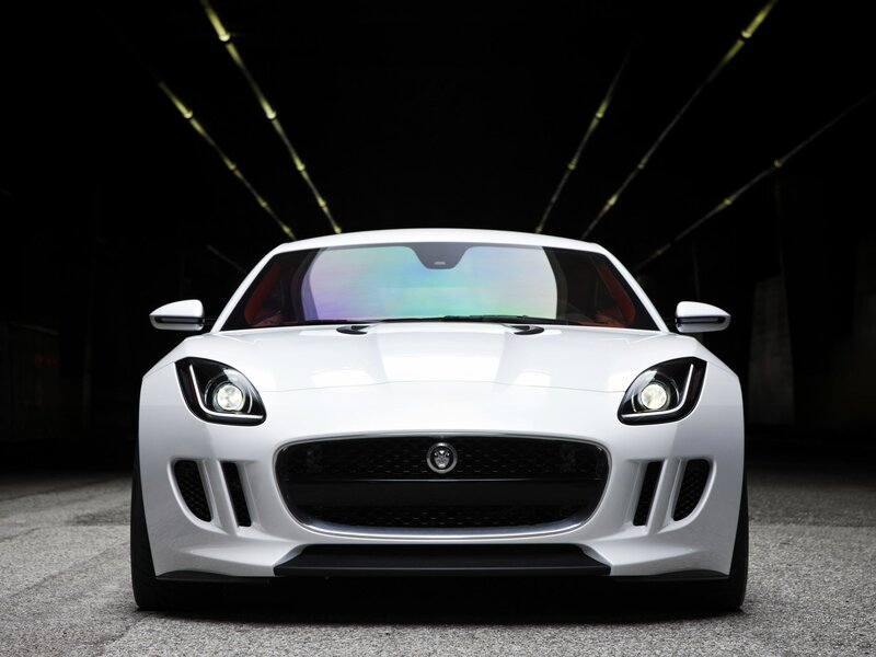 White Jaguar F-Type sports car
