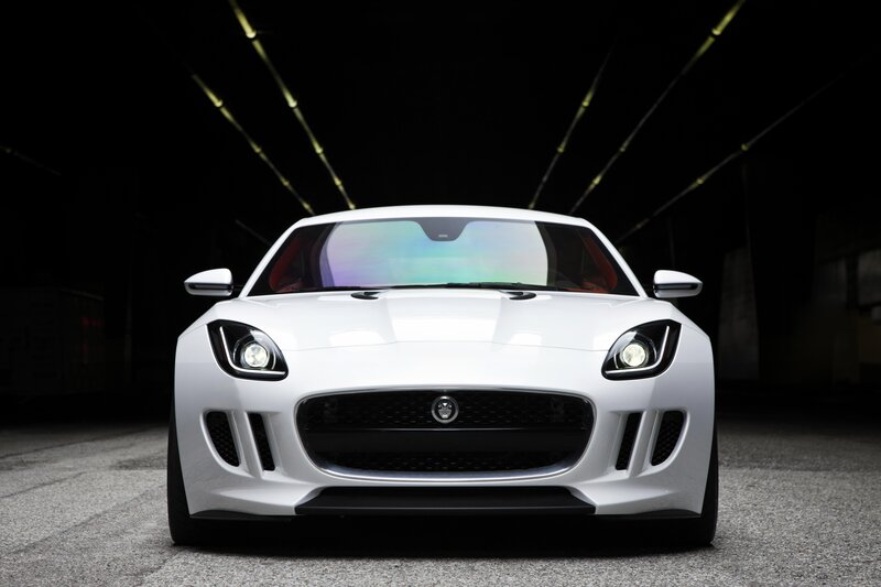 White Jaguar F-Type sports car