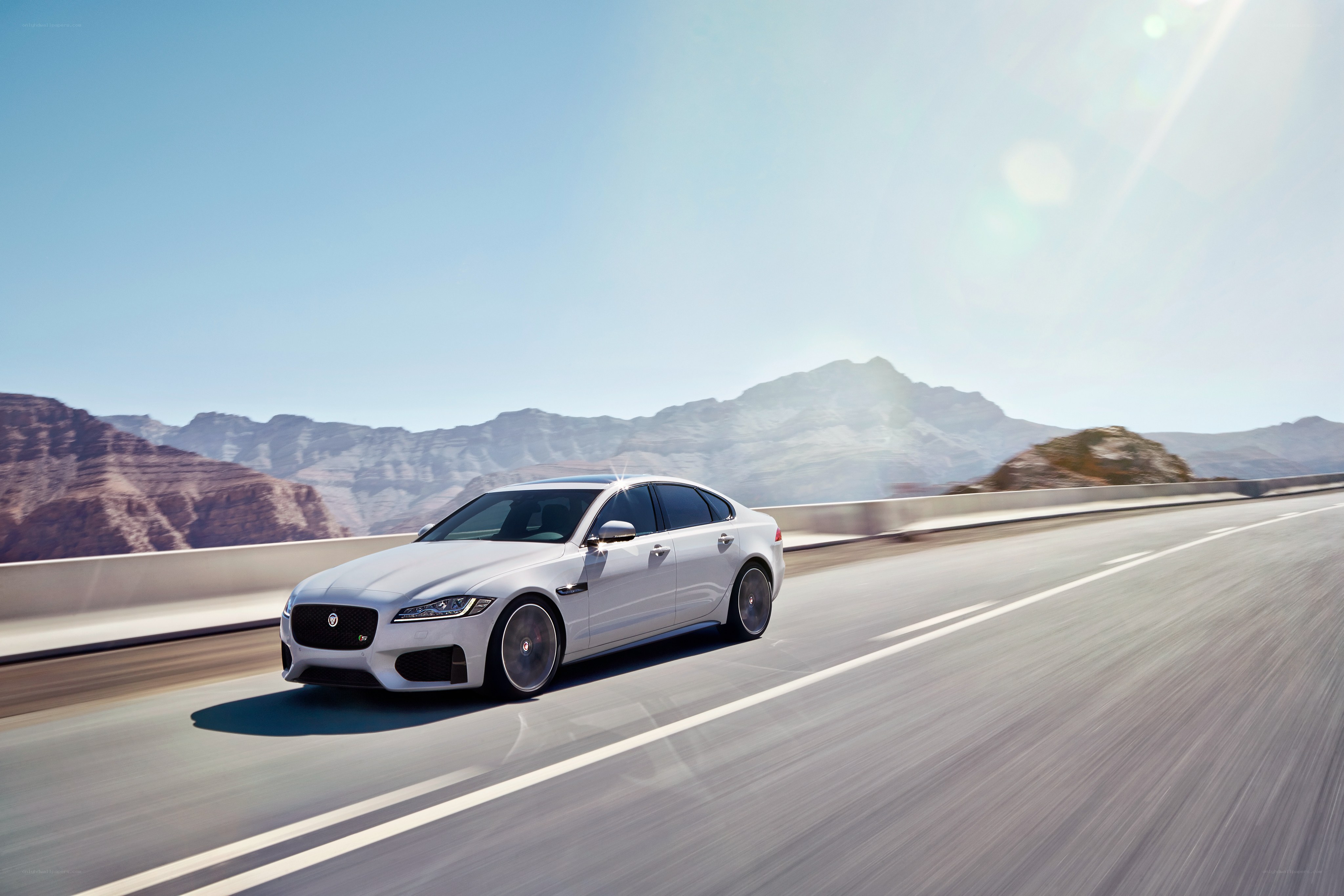 White Jaguar on a desert highway