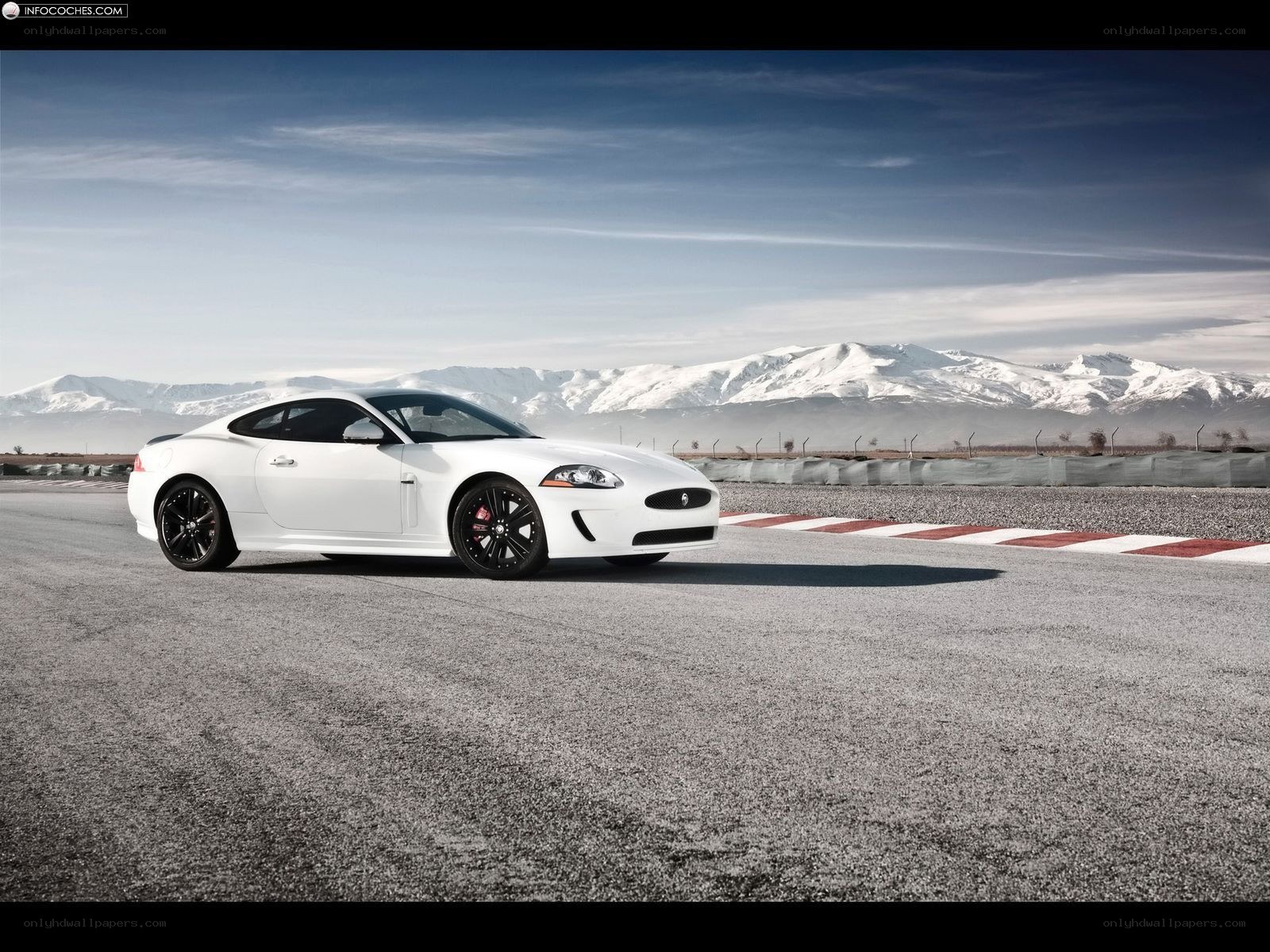 White Jaguar on a racetrack