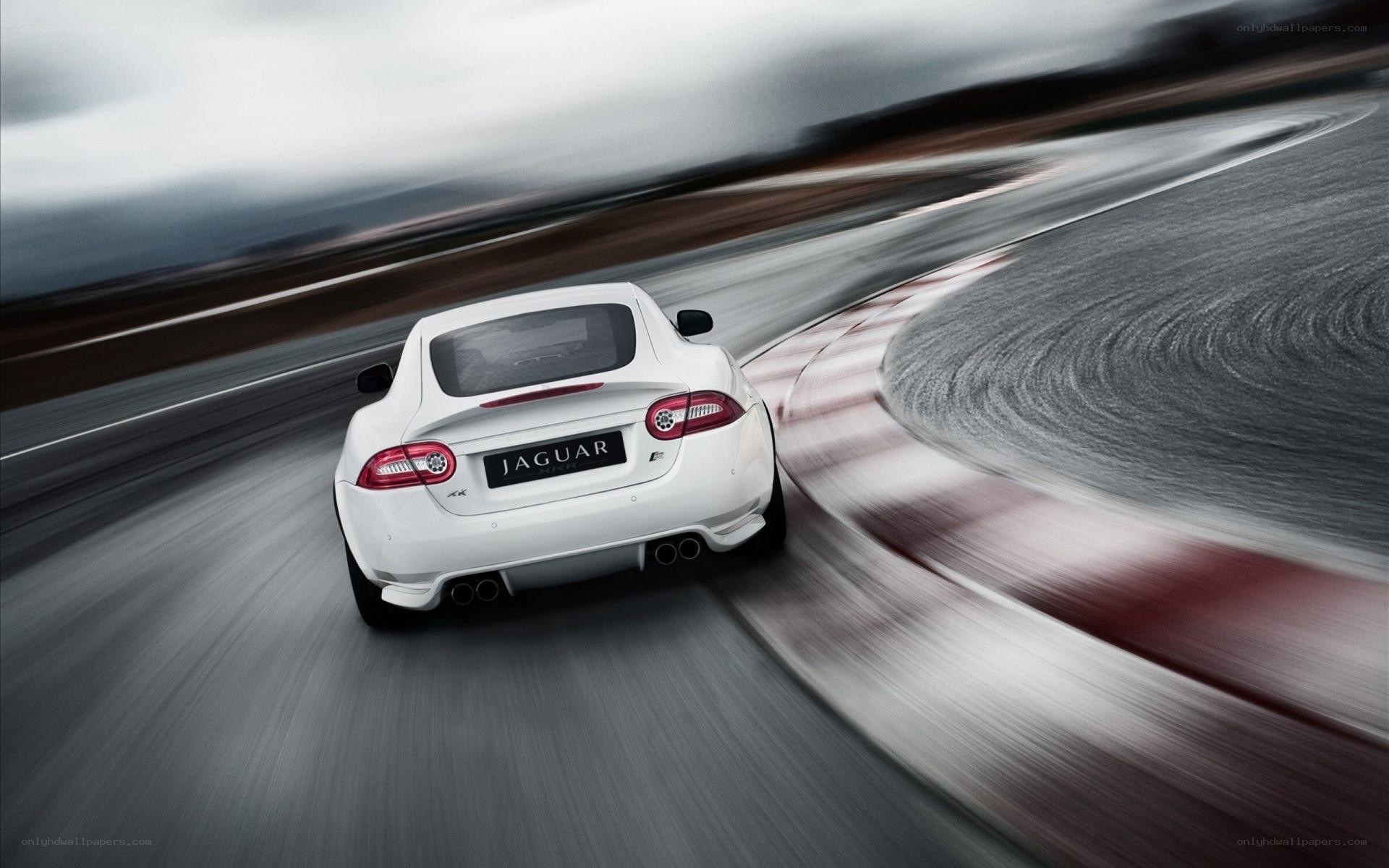 White Jaguar on a racetrack