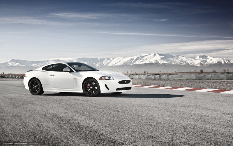 White Jaguar on a racetrack