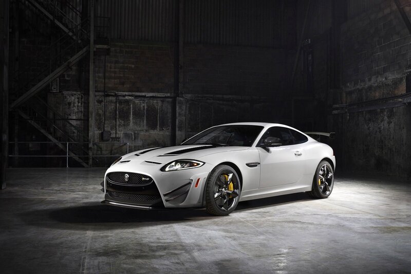 White Jaguar Sports Car — Dramatic, Photograph, Concrete Floor