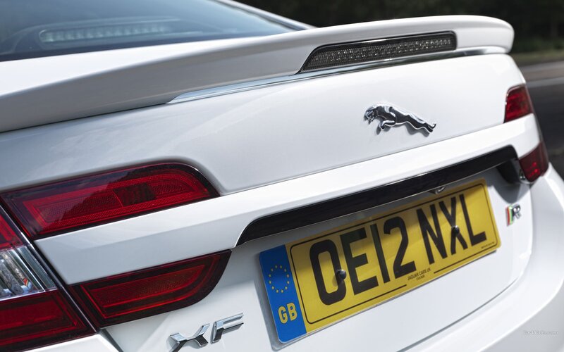 white jaguar xf rear view