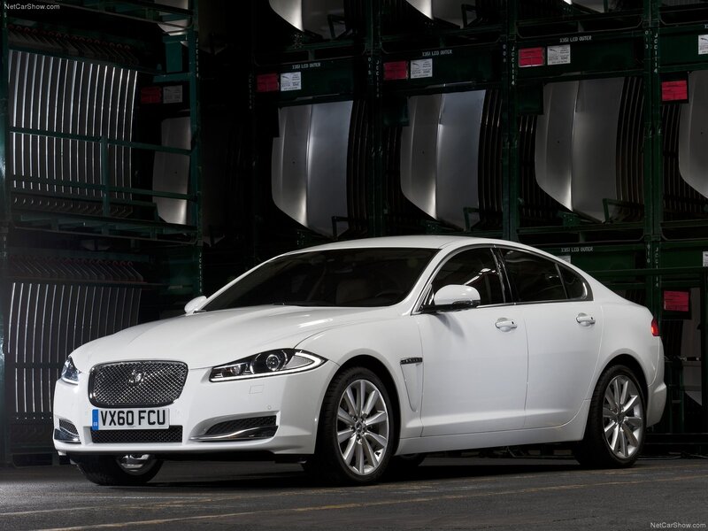 White Jaguar XF sedan