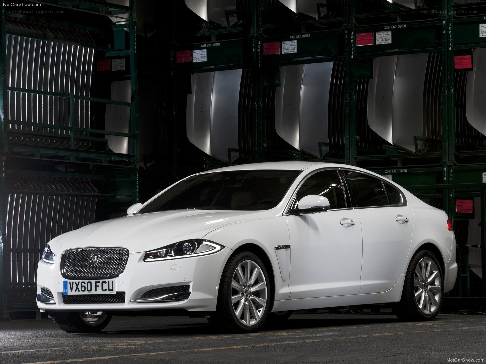 White Jaguar XF sedan