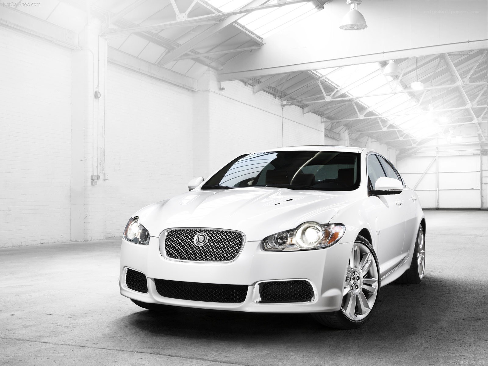White Jaguar XF sedan