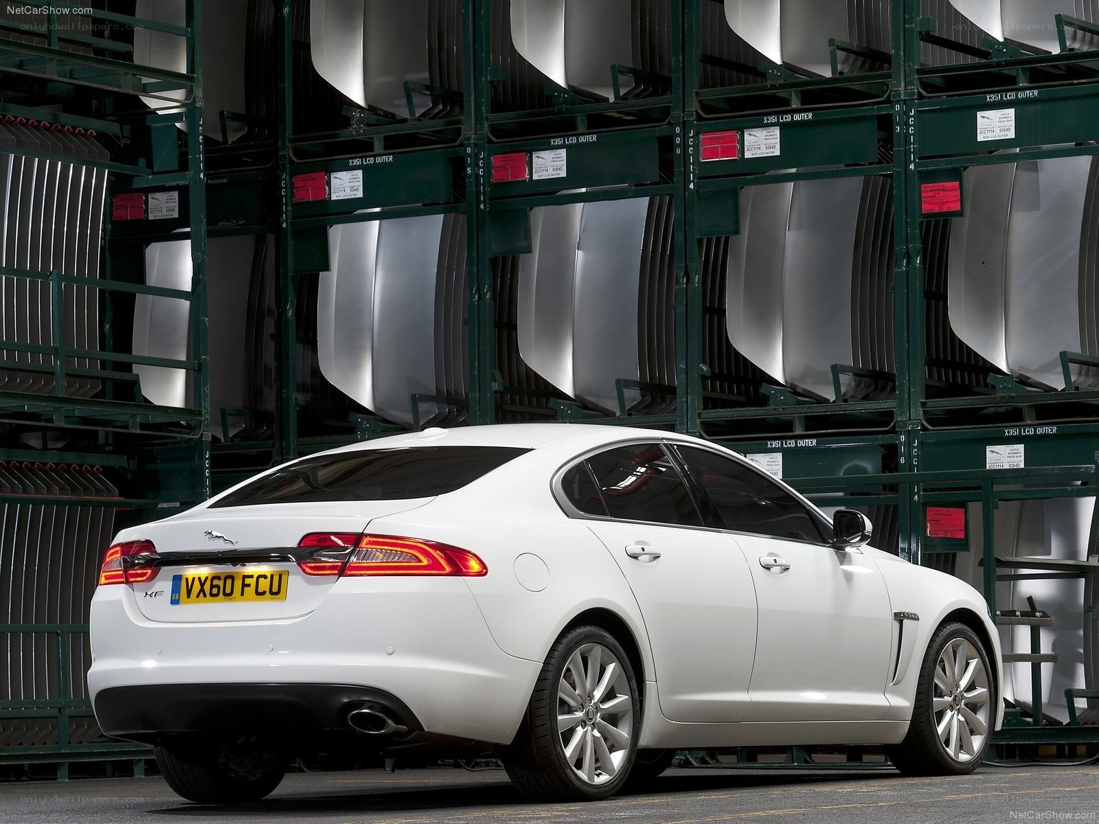 White Jaguar XF sedan