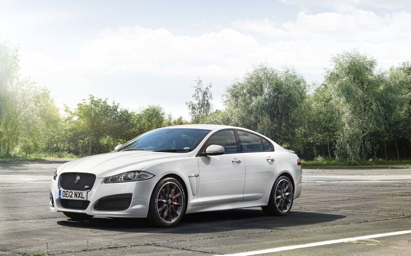 White Jaguar XFR-S on track