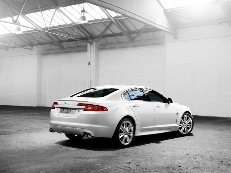 White Jaguar Xfr Sedan — Dramatic, Photograph, Car