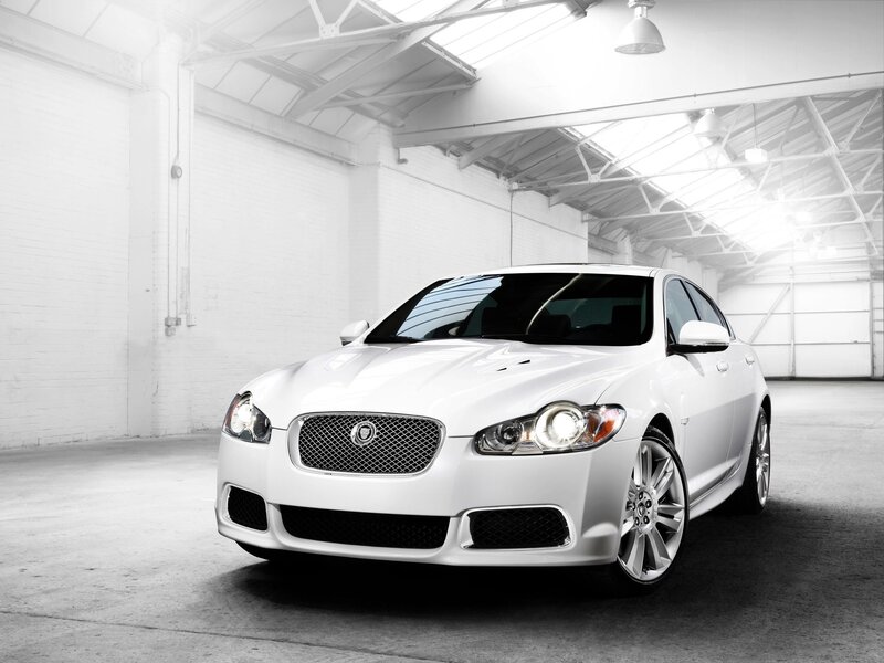 White Jaguar Xfr Sedan — Dramatic, Photograph