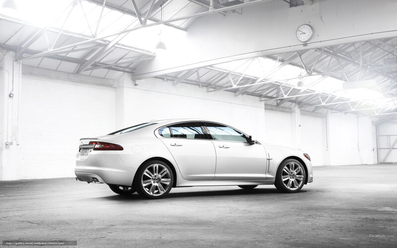 White Jaguar XJ in warehouse