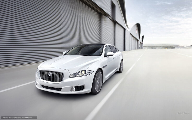 White Jaguar XJ on a runway