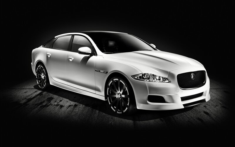 White Jaguar XJ sedan