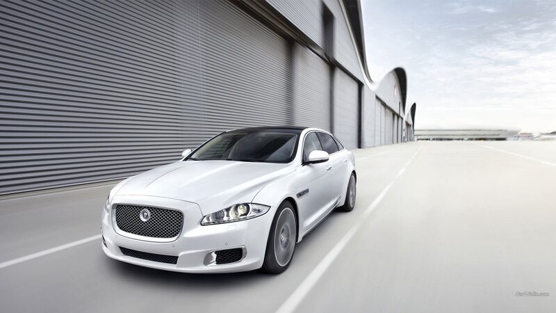 White Jaguar Xj Sedan — Modern, Afternoon, Photograph