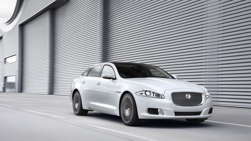 White Jaguar Xj Sedan — Modern, Photograph