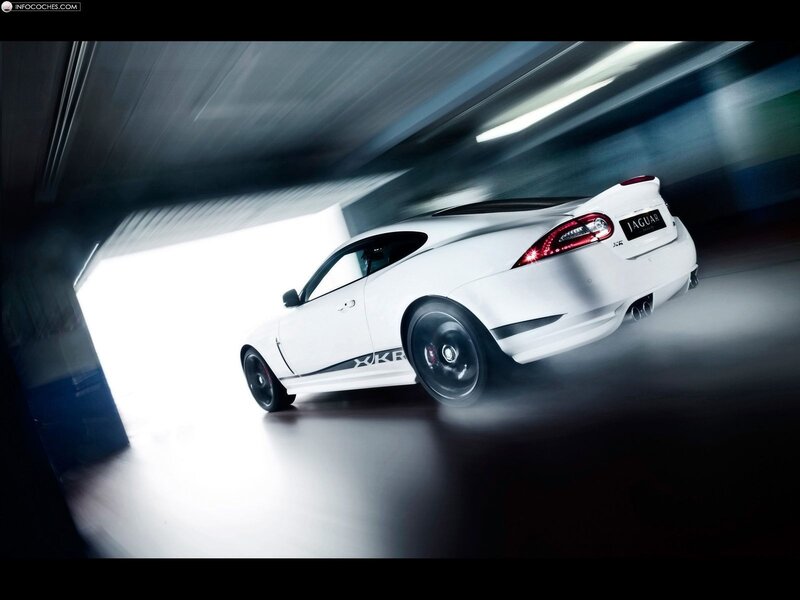 White Jaguar XKR in motion
