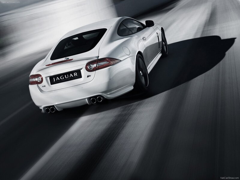 White Jaguar XKR in motion