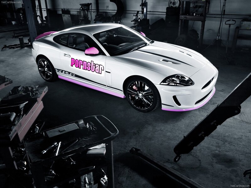 White Jaguar XKR with pink accents