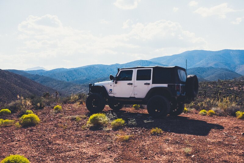 White Jeep in Desert