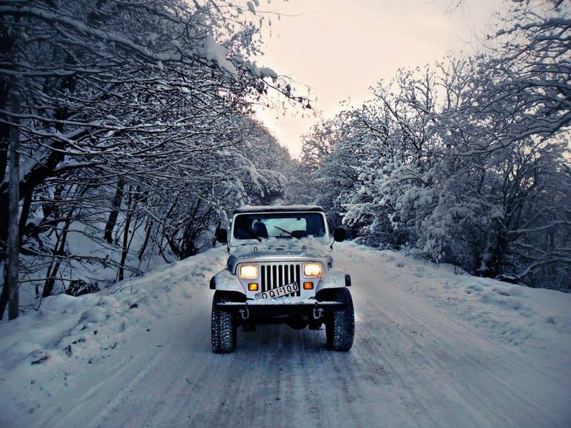 White Jeep in Snow