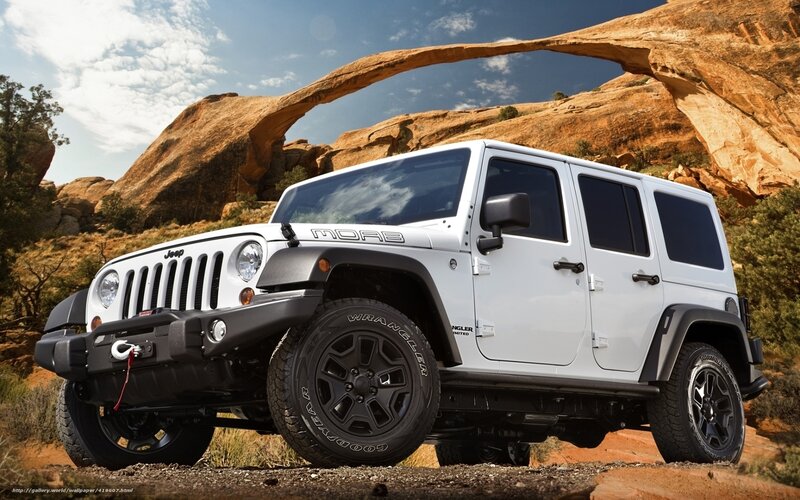 White Jeep Wrangler — Dramatic, Afternoon, Photograph, Rock Arch
