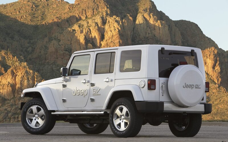 White Jeep Wrangler Ev — Dramatic, Sunset