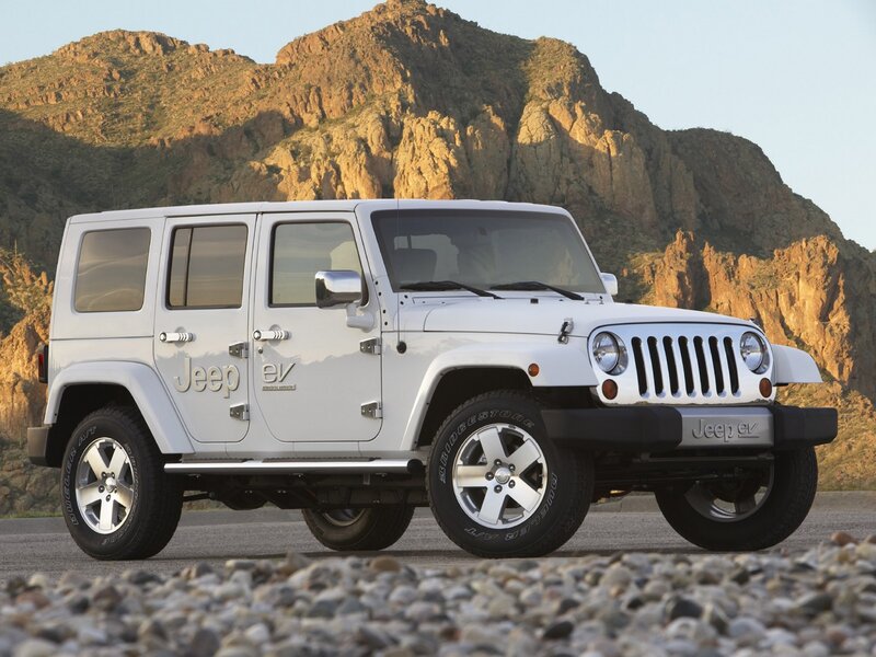 White Jeep Wrangler Ev — Dramatic