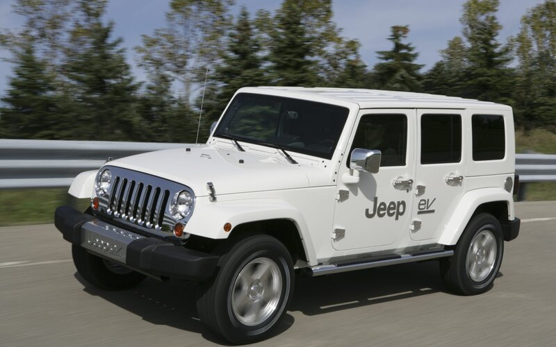 White Jeep Wrangler Ev — Dynamic, Afternoon
