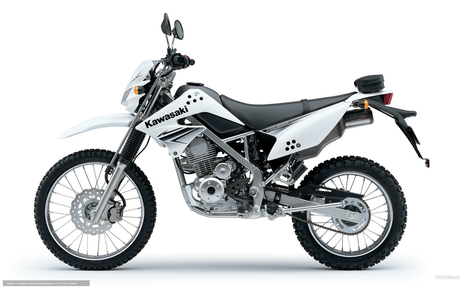 White Kawasaki dirt bike