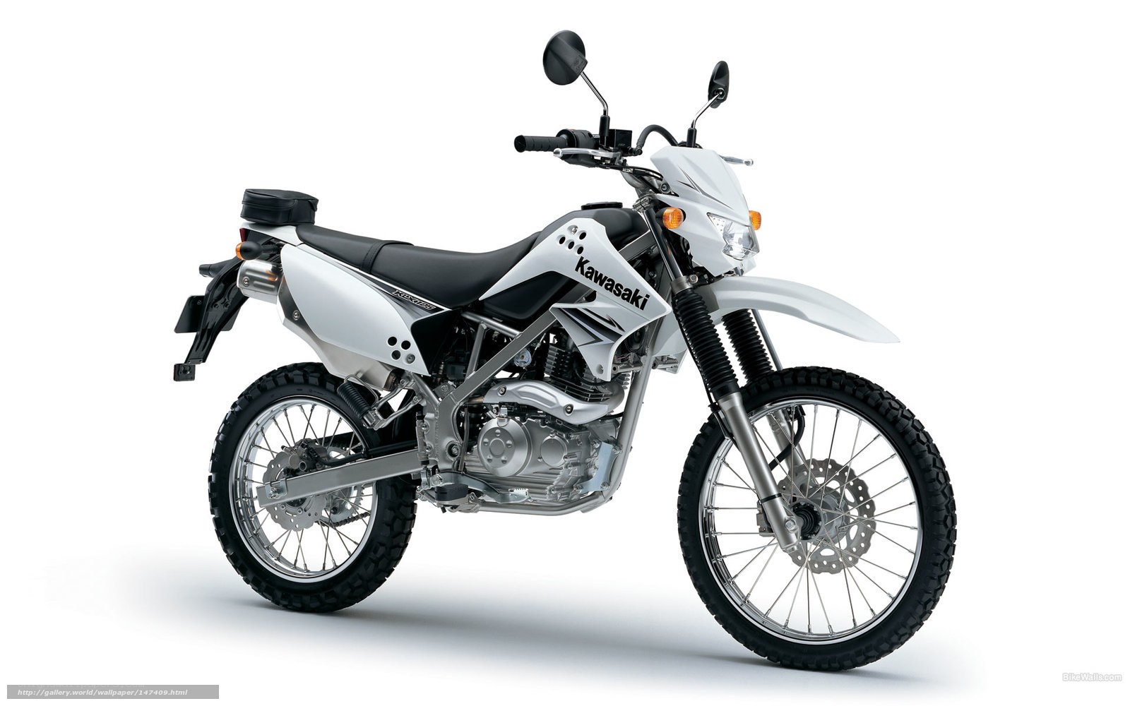 White Kawasaki dirt bike