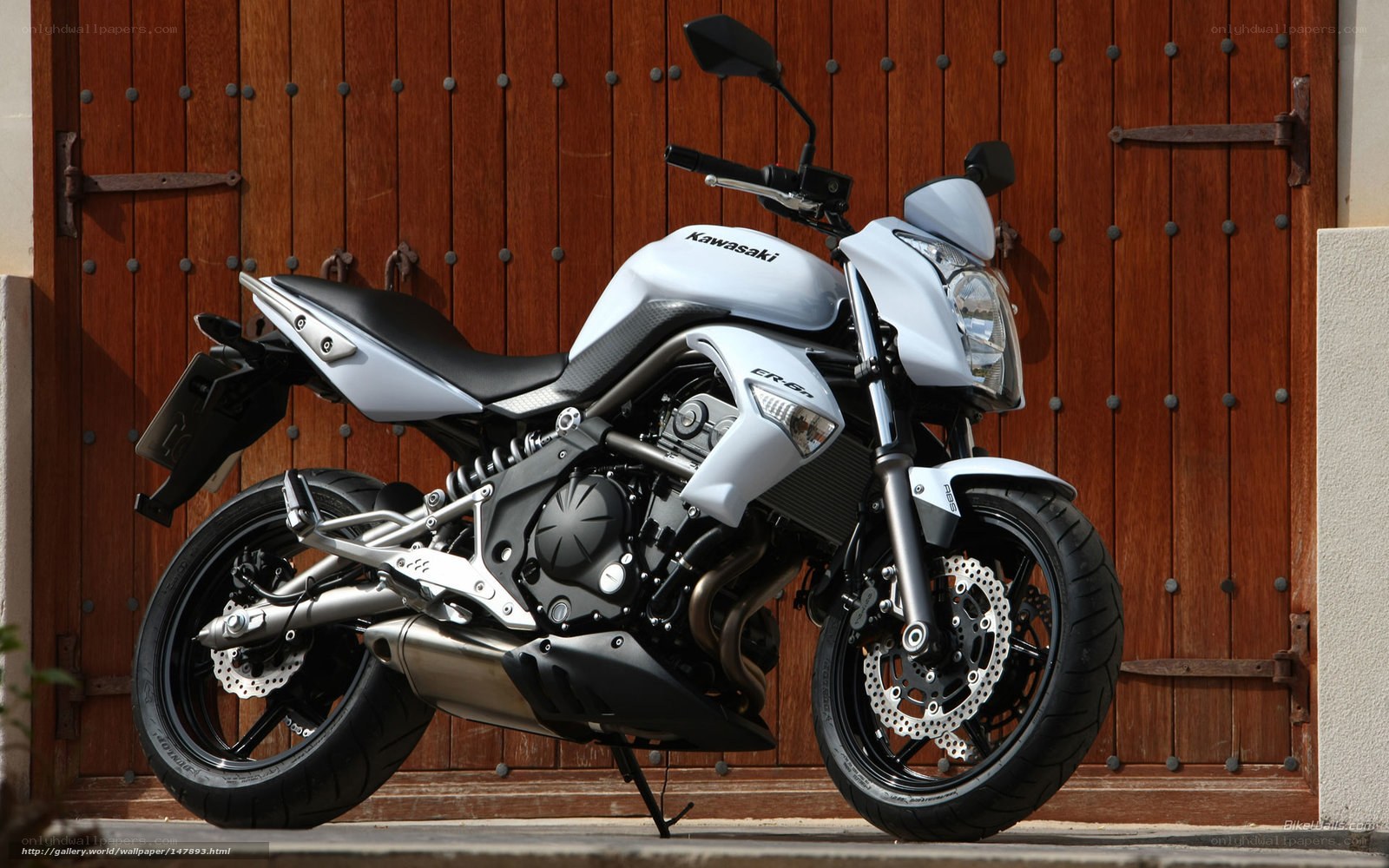 White Kawasaki ER-6n motorcycle