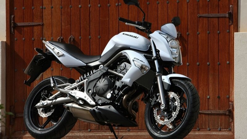 White Kawasaki ER-6n motorcycle
