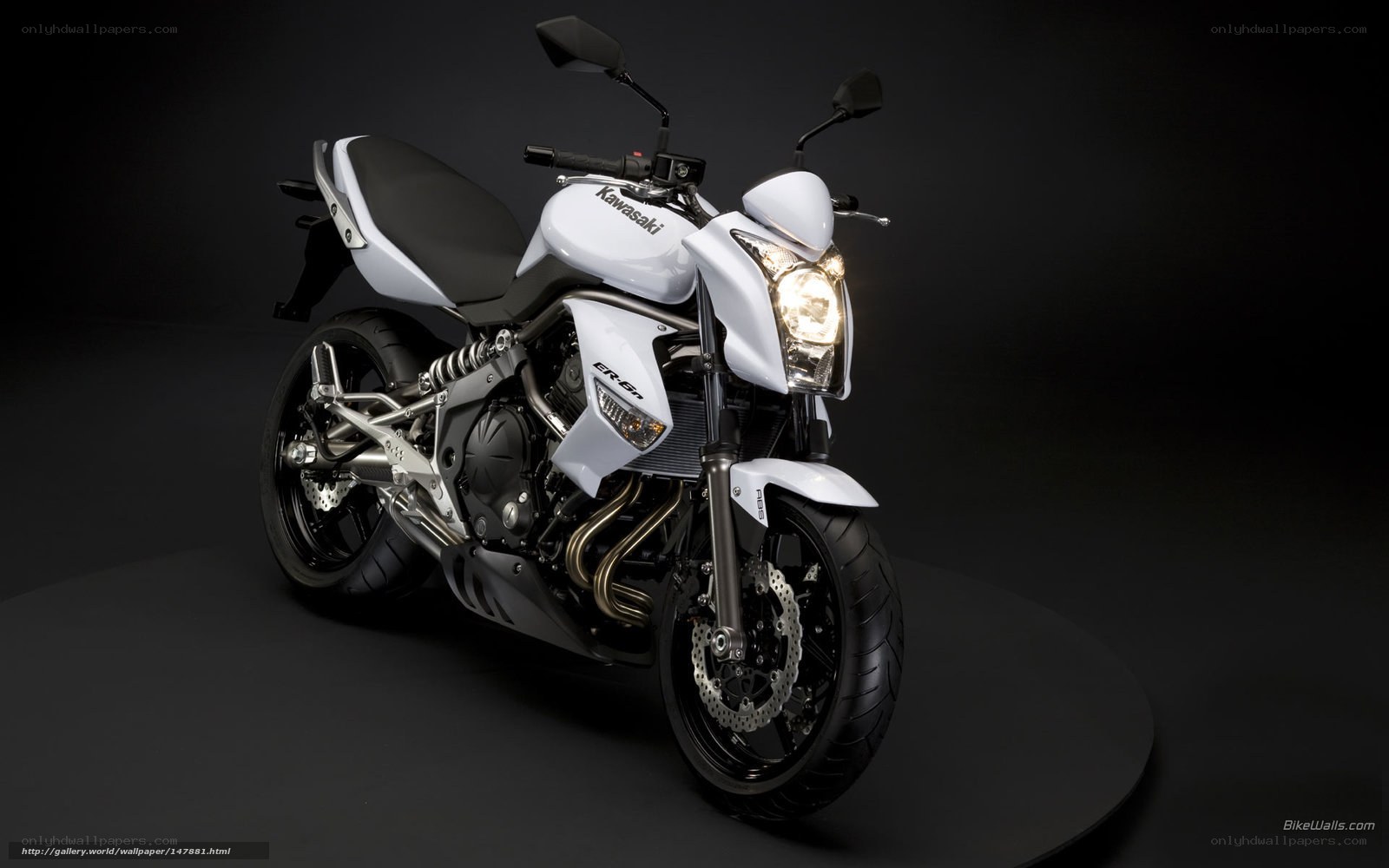 White Kawasaki ER-6n motorcycle