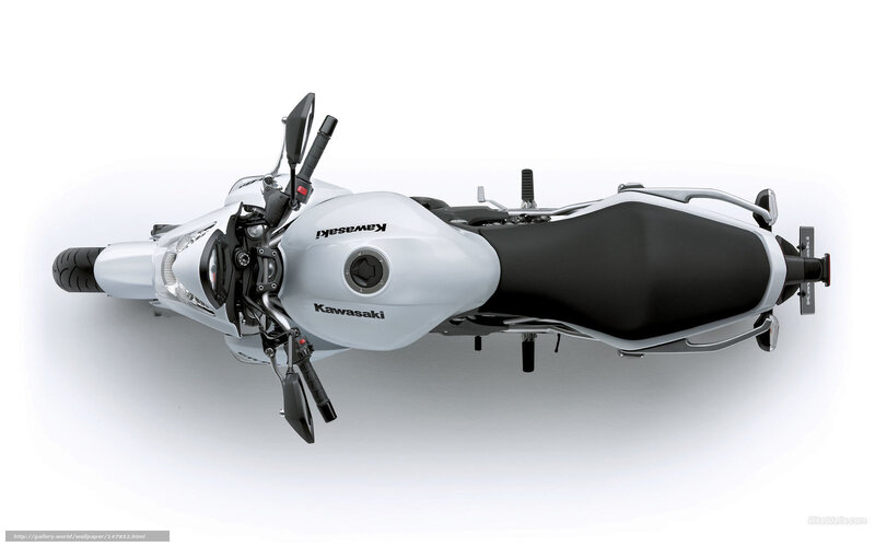 White Kawasaki motorcycle top view