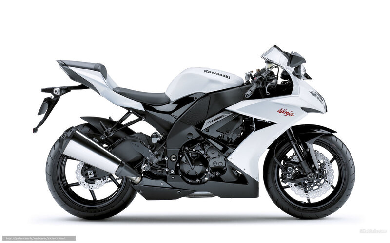 White Kawasaki Ninja Motorcycle — Neutral