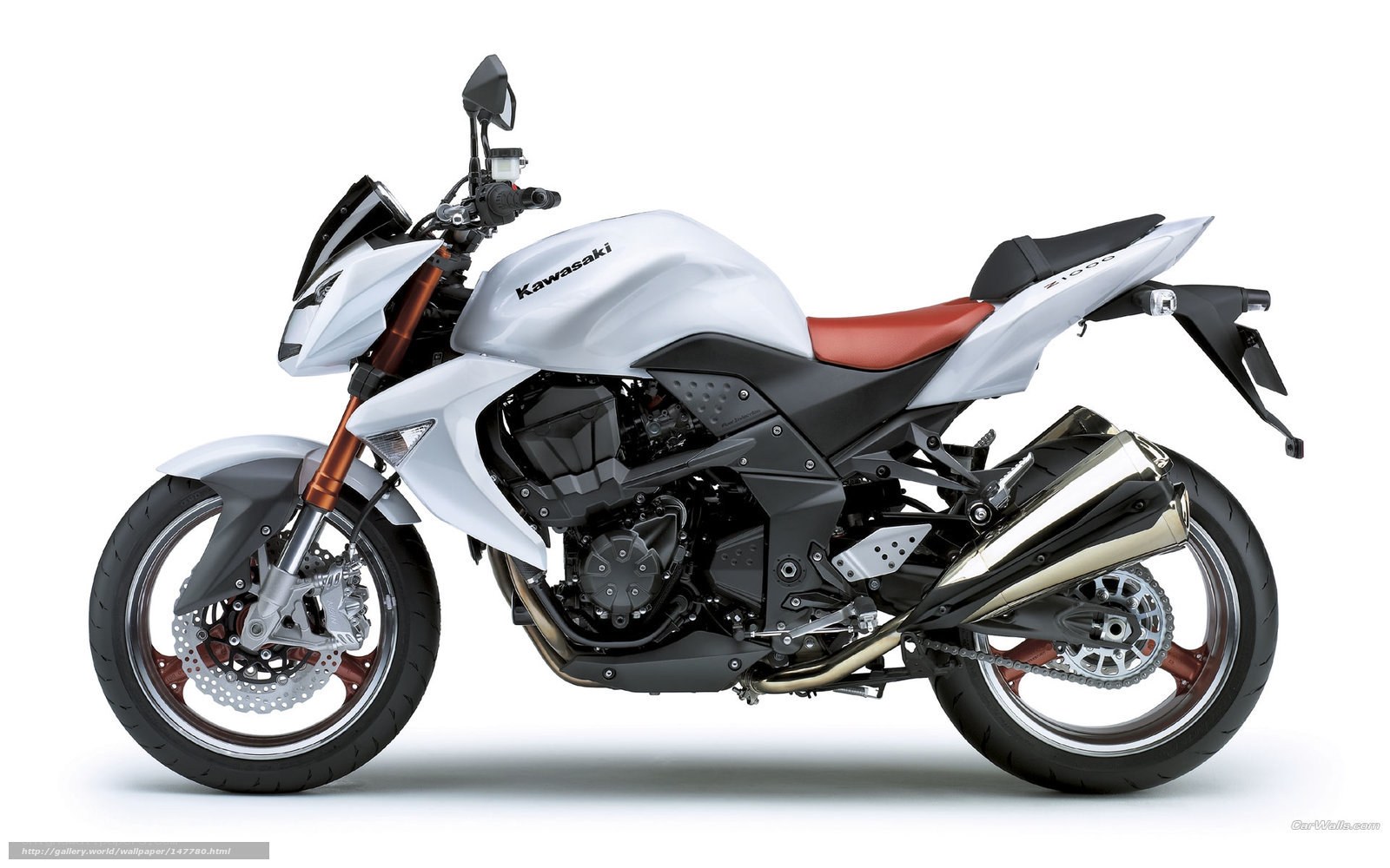 White Kawasaki Z1000 motorcycle