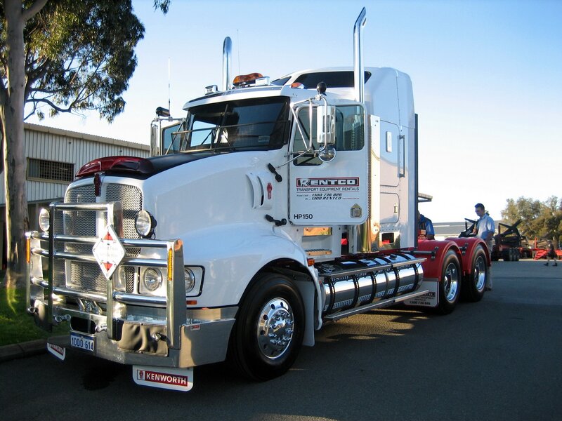 White Kenworth truck on display