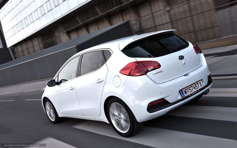 White Kia Cee'd Car — Dynamic, Photograph, Building
