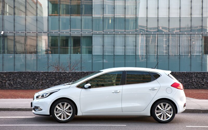 white kia cee'd parked on street