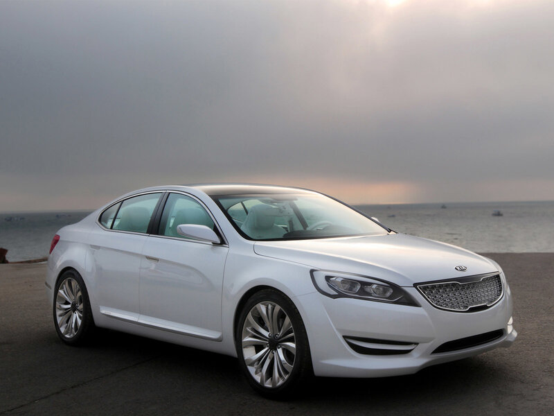 White Kia concept car by the sea