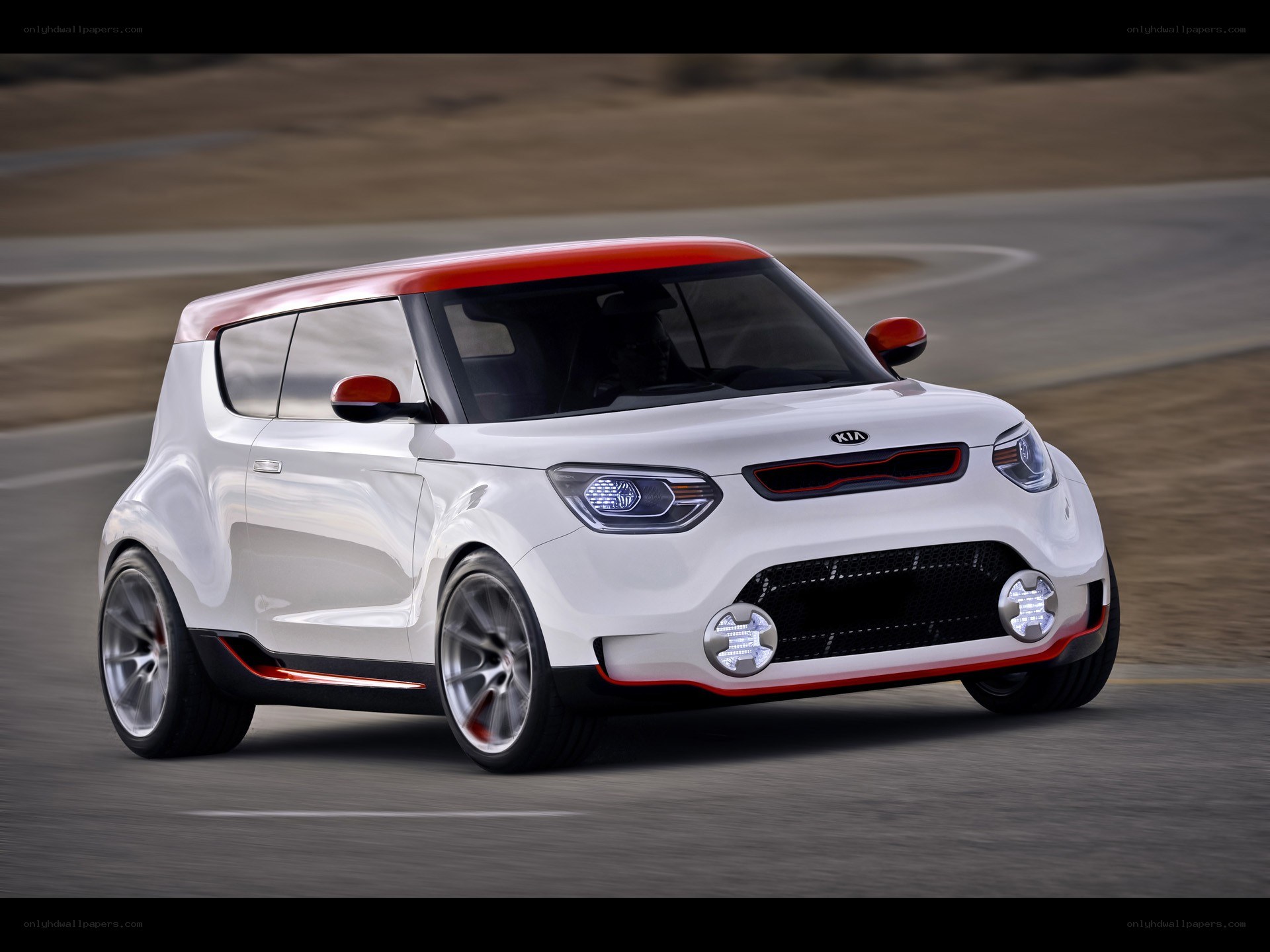 White Kia concept car on track