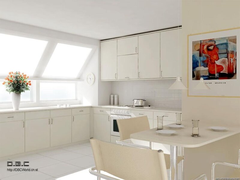 White Kitchen Interior — Clean, 3d Render