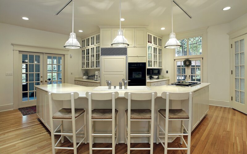 white kitchen with island