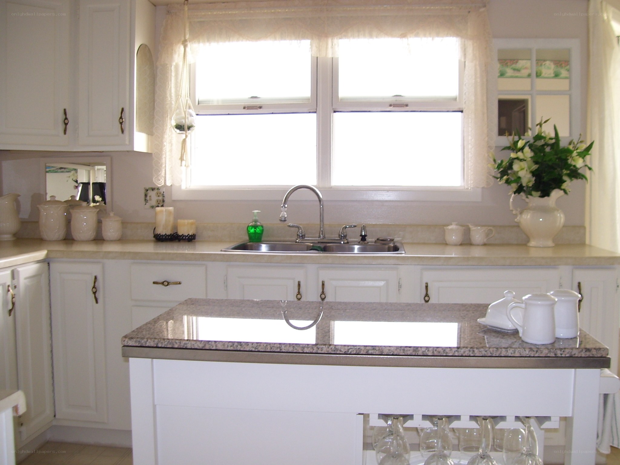 white kitchen with island