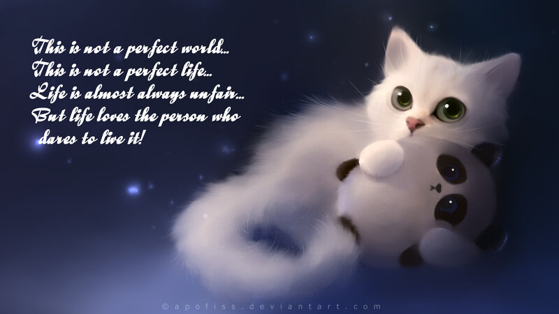White Kitten with Toy — Blue, Calm, Night
