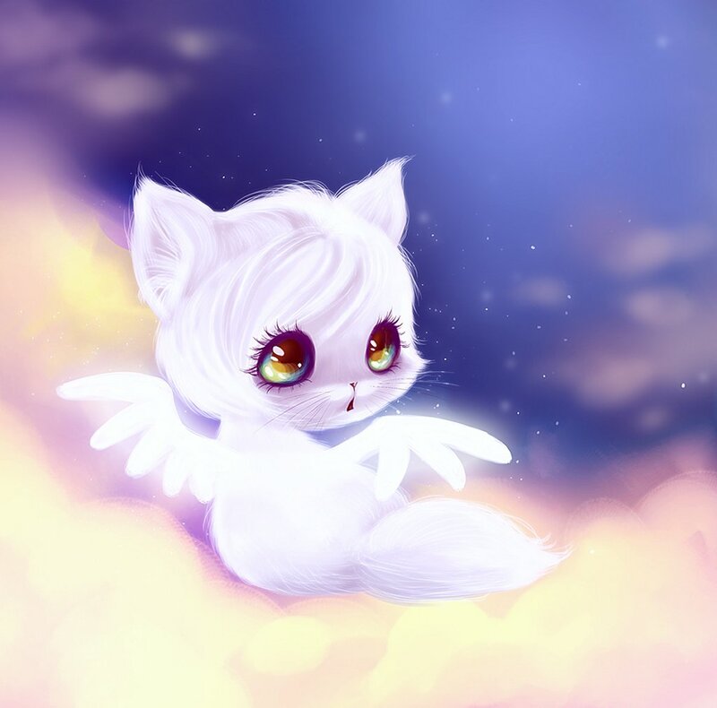 White Kitten with Wings — Serene