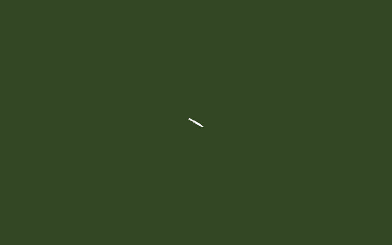 white knife icon on green