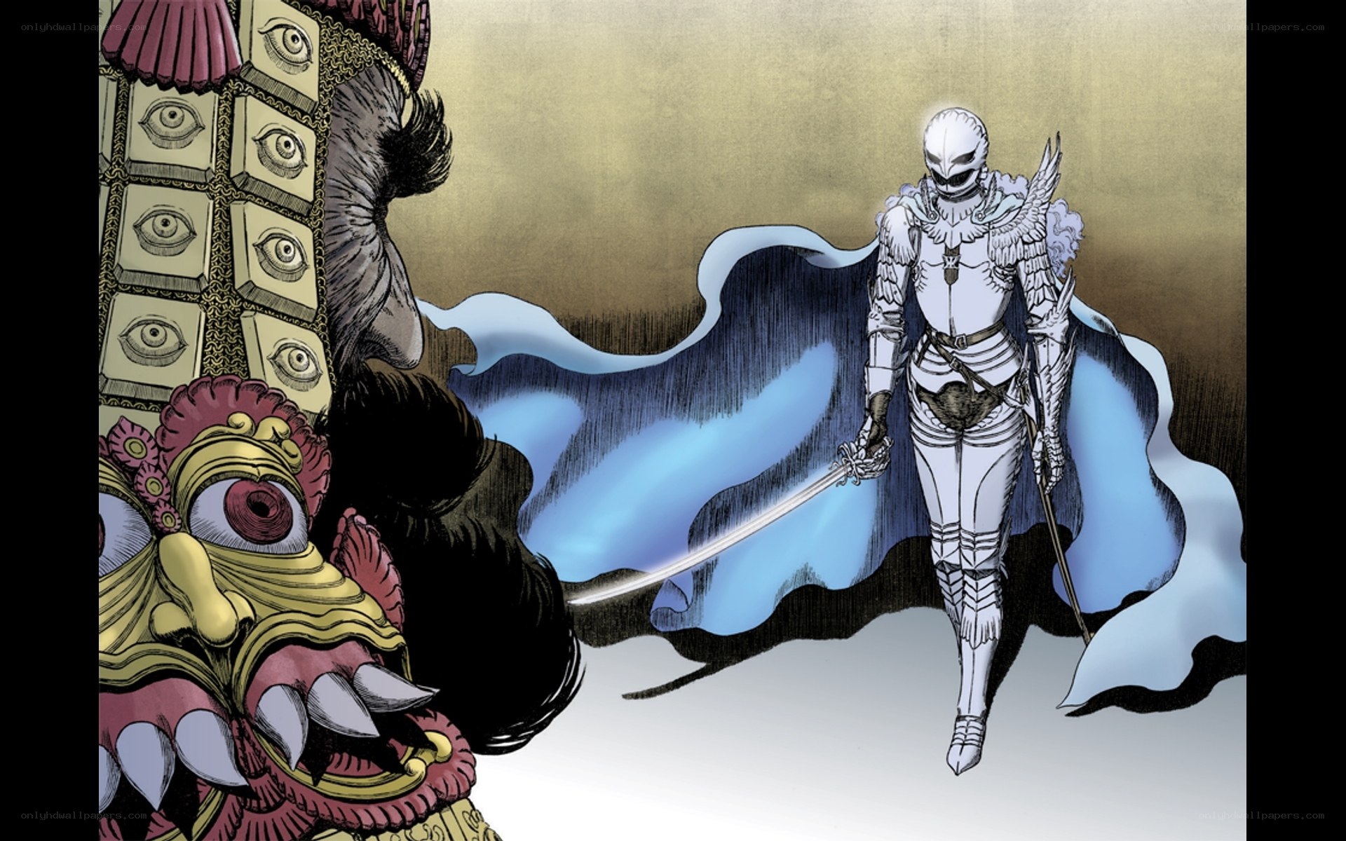 white knight confronts monster